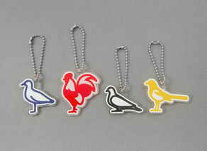 Four bird keyrings